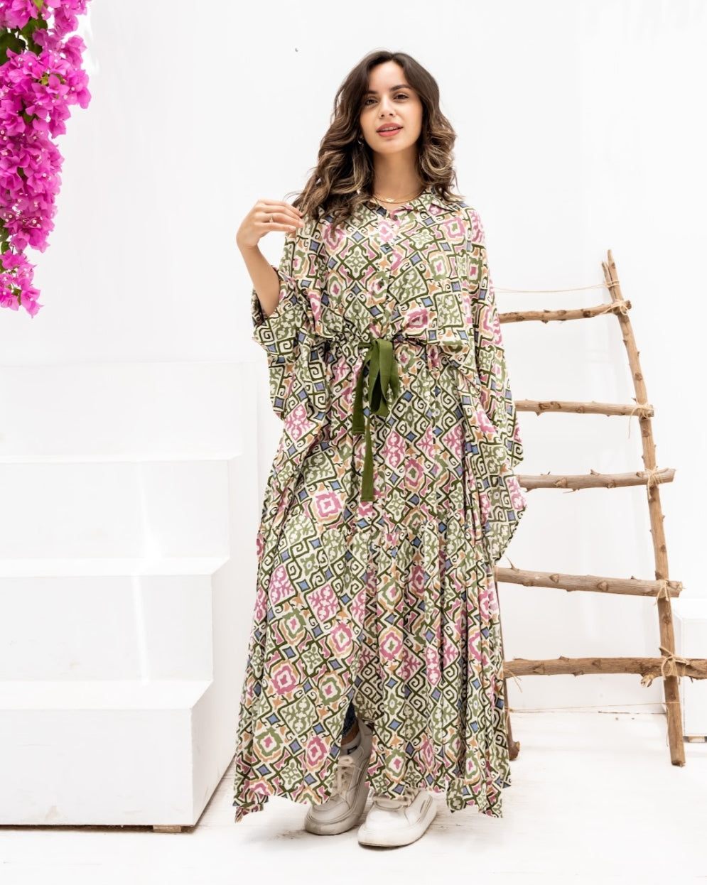 Print dress party(black _green_cafe)