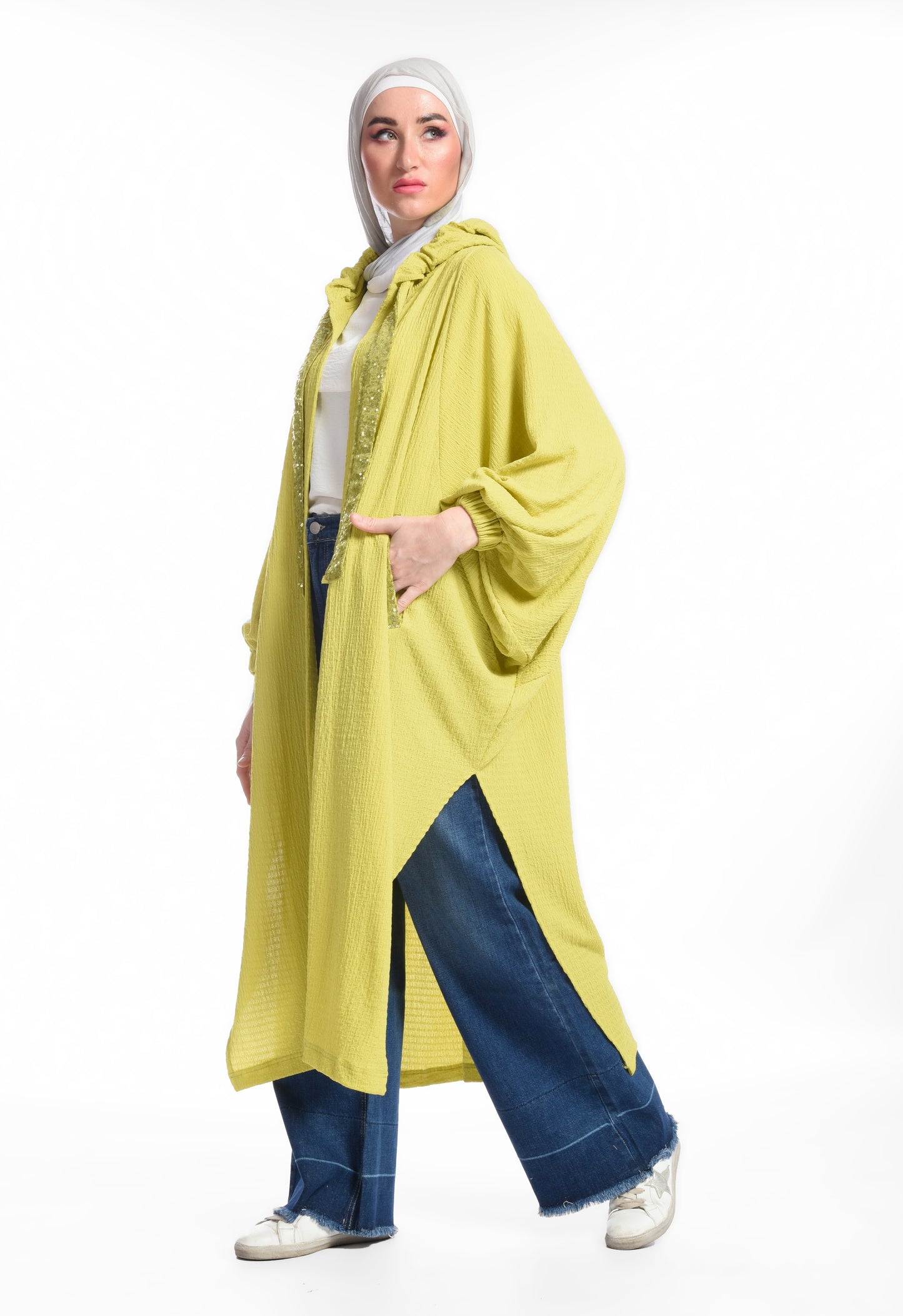 Violet sequined kimno