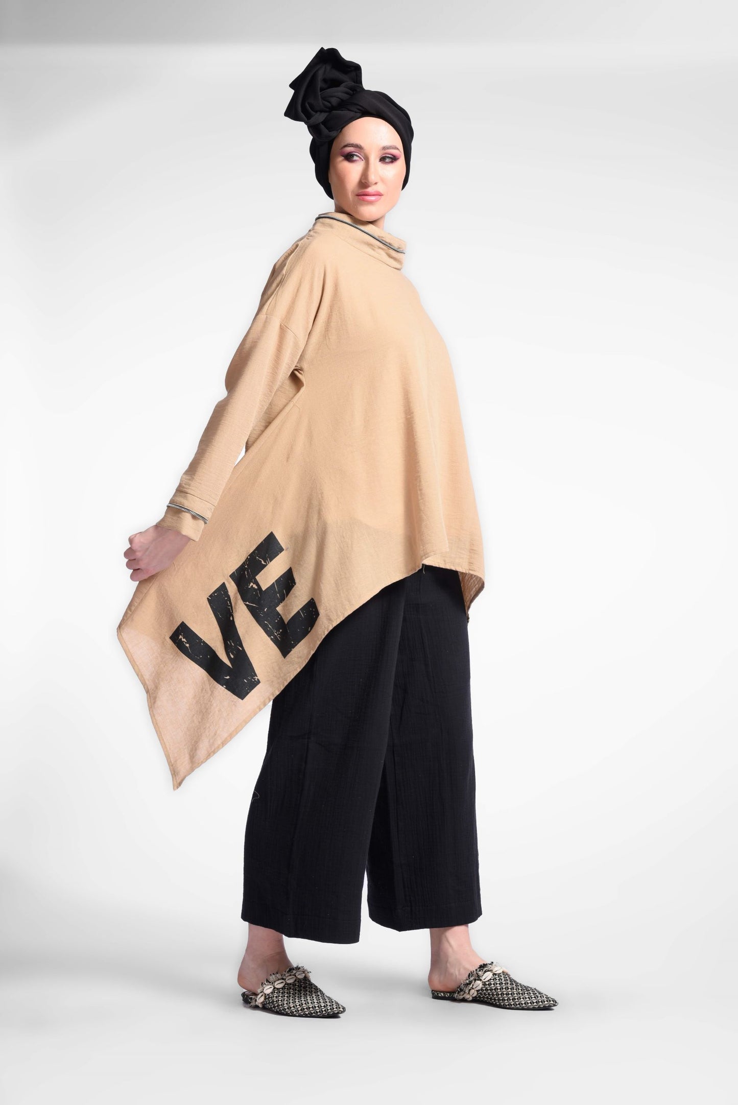 Beige High Low Blouse
