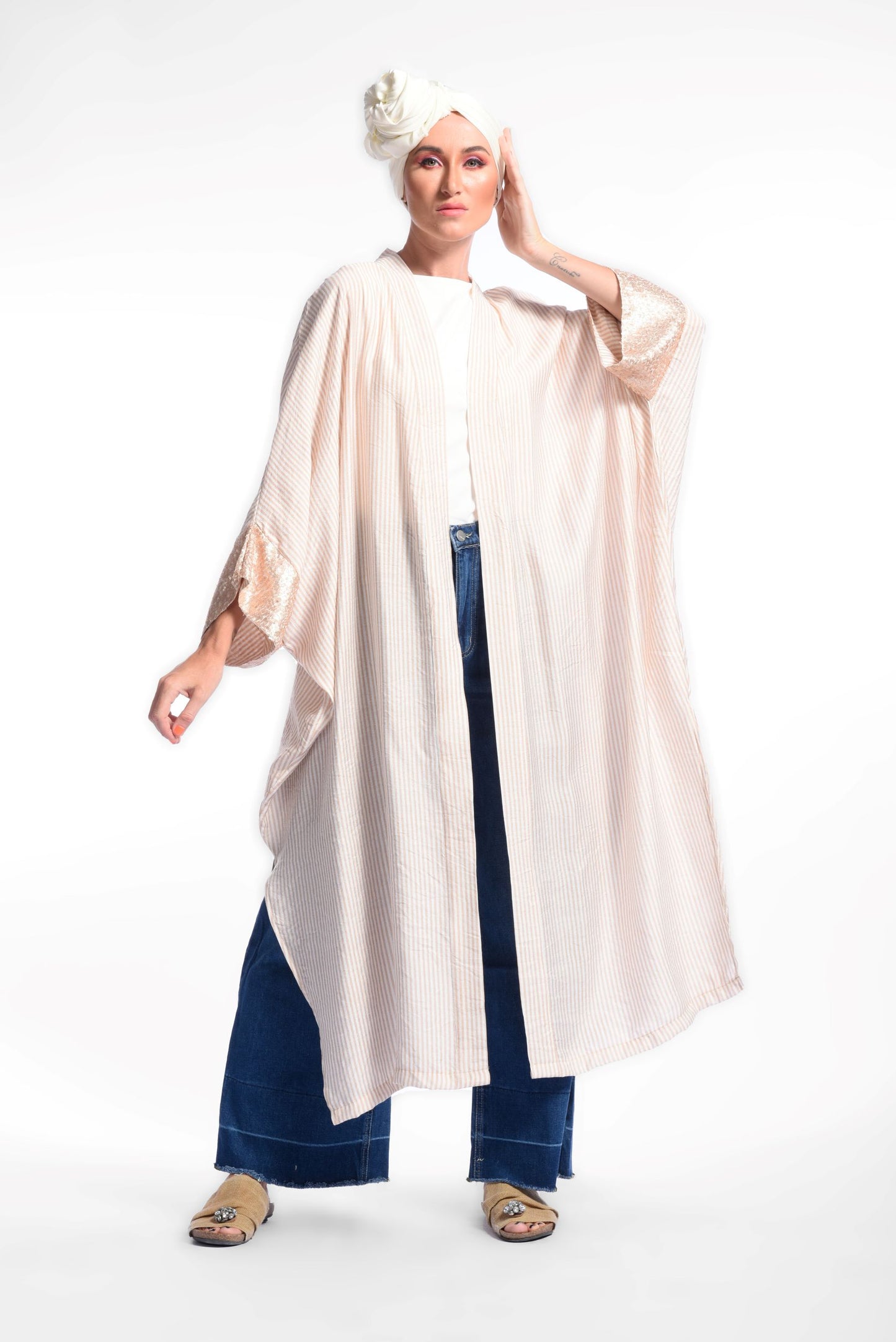 Beige Printed Cardigan