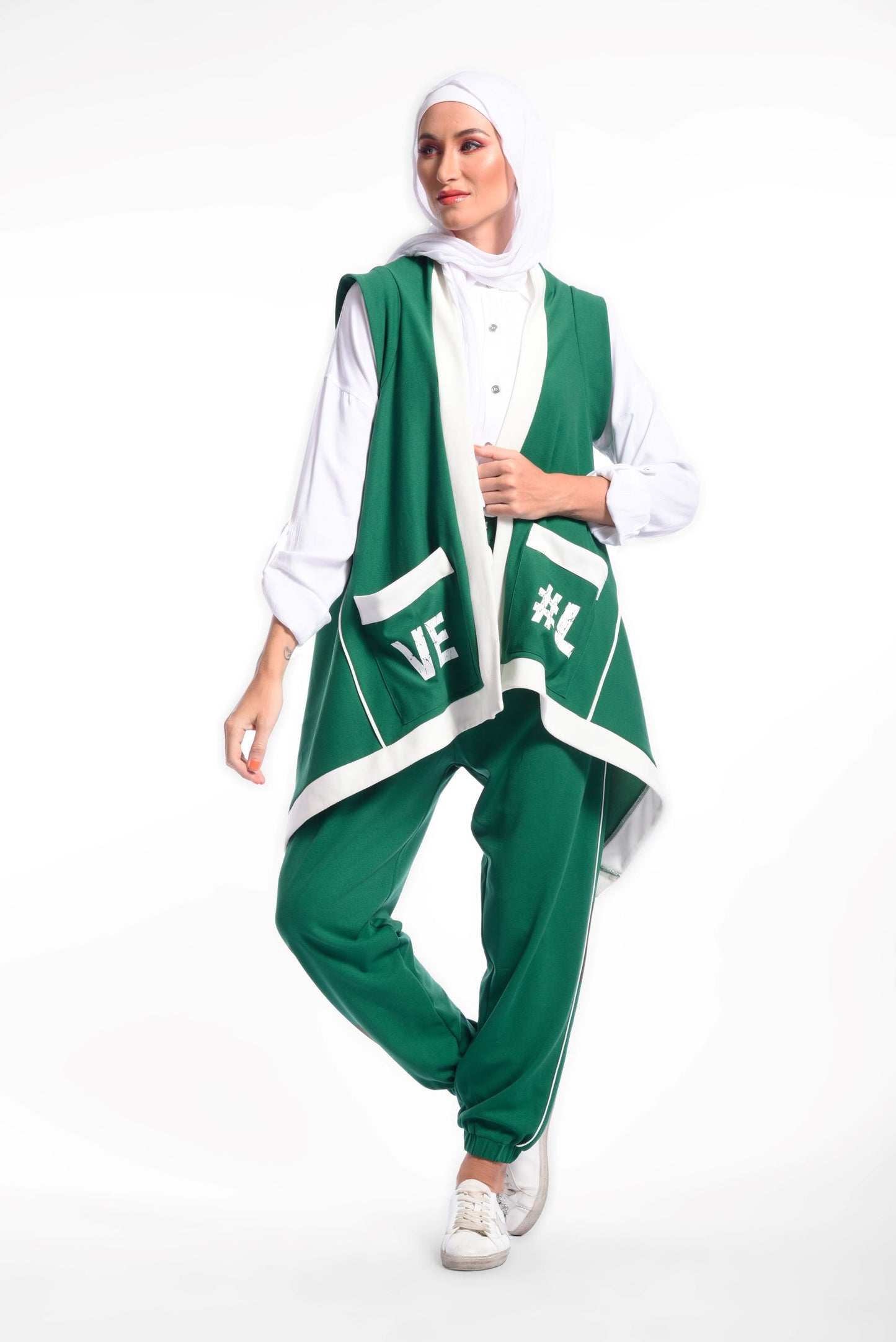 Green Long Vest Sleeveless