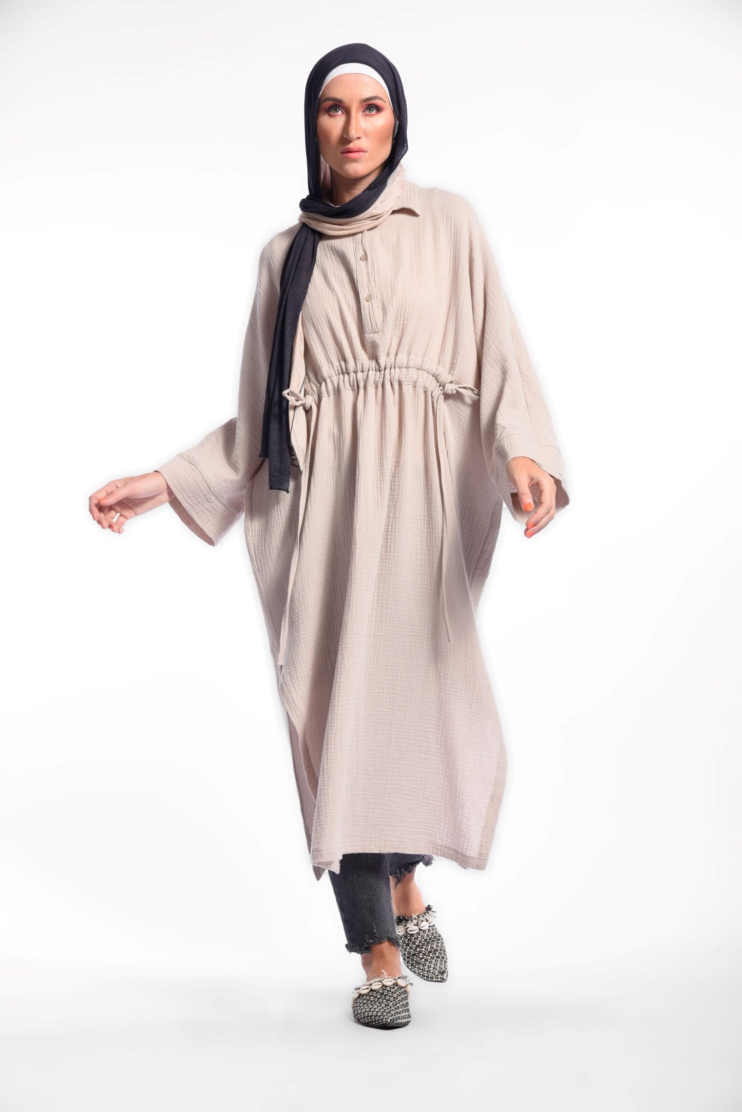 Black Long Sleeve Midi Dress With Side Slit