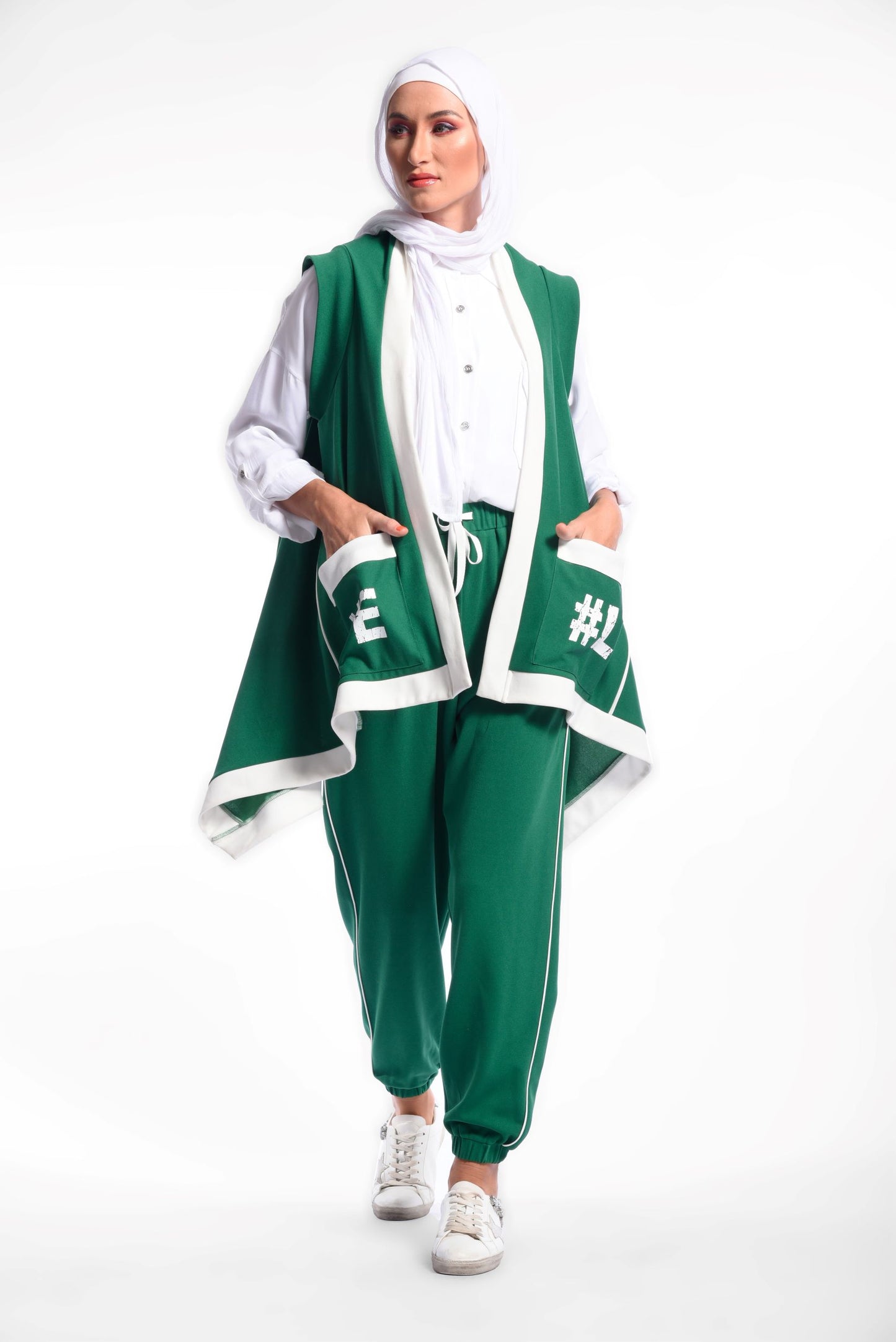 Green Long Vest Sleeveless