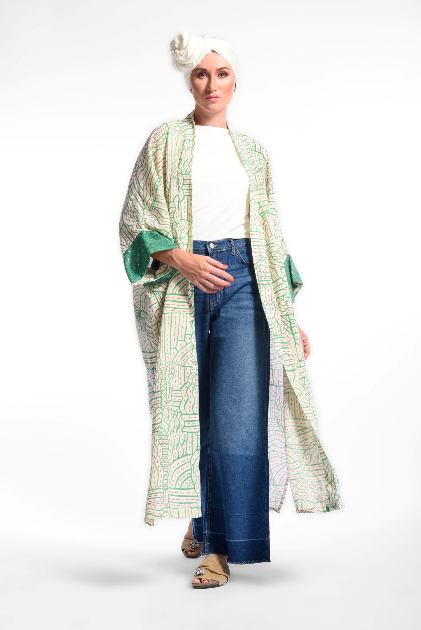 Green Printed Cardigan