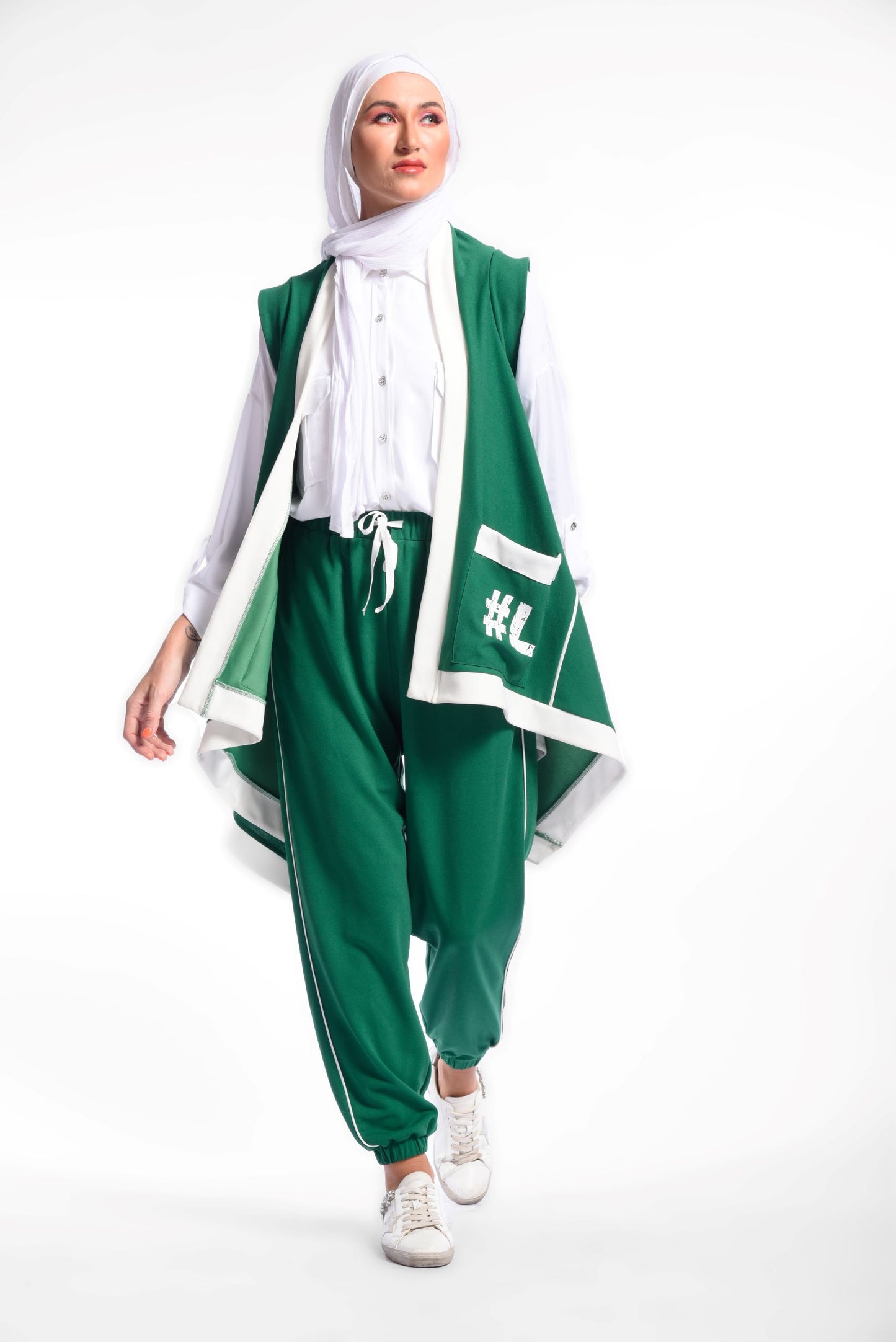 Green Long Vest Sleeveless