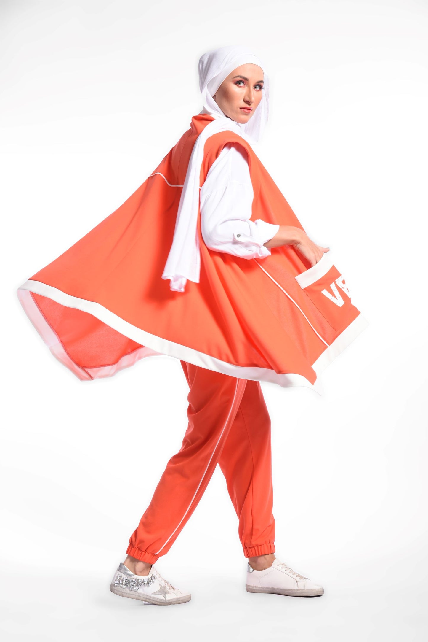 Orange Long Vest Sleeveless