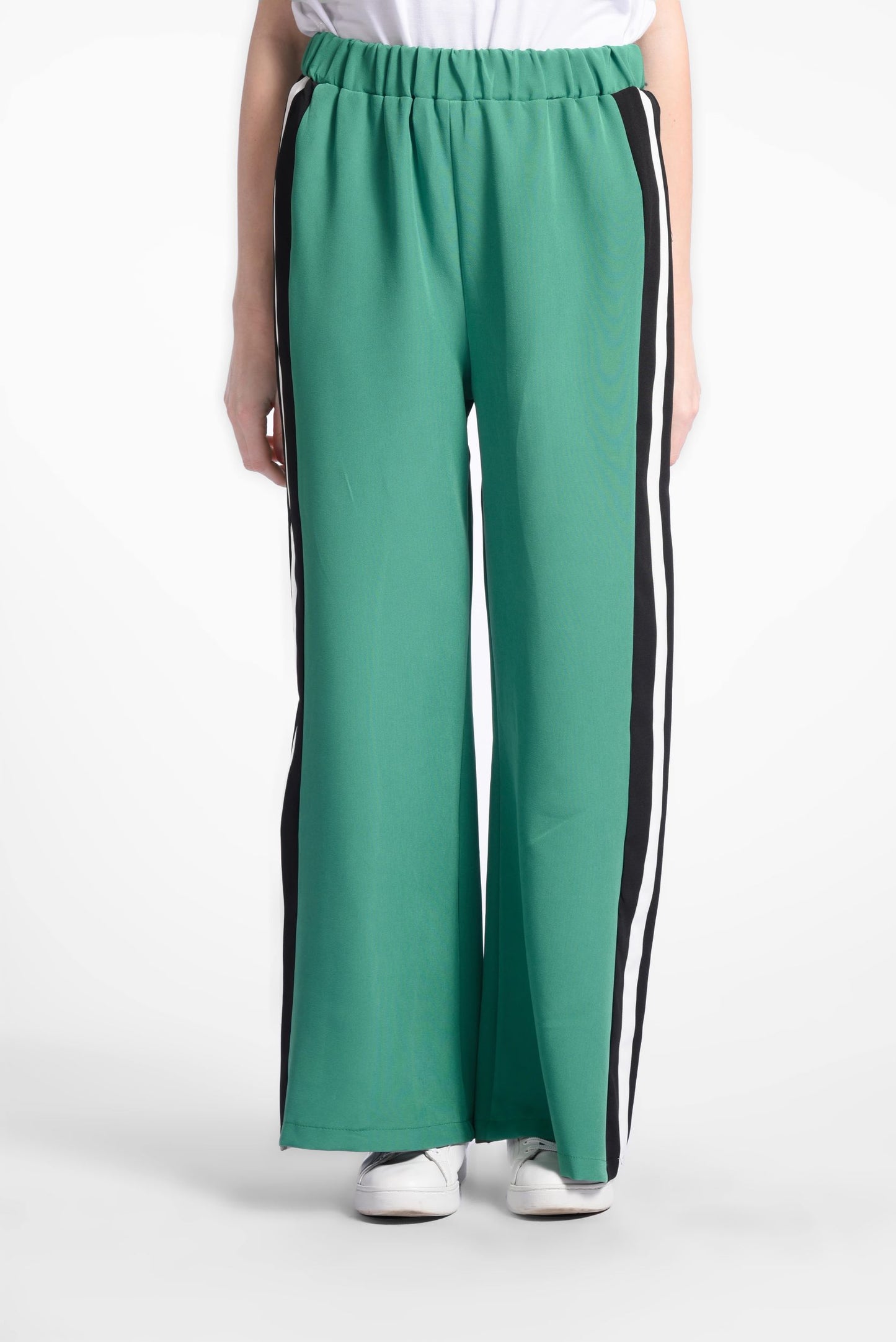 Green Colour Block Wide Leg Joggers