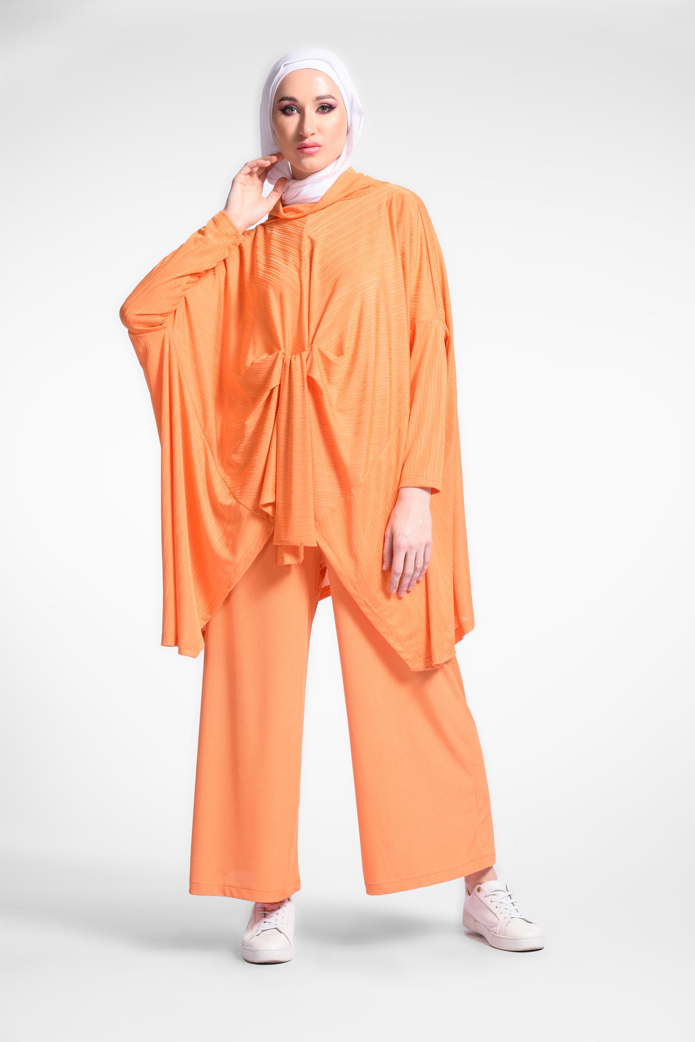 Orange round neck blouse