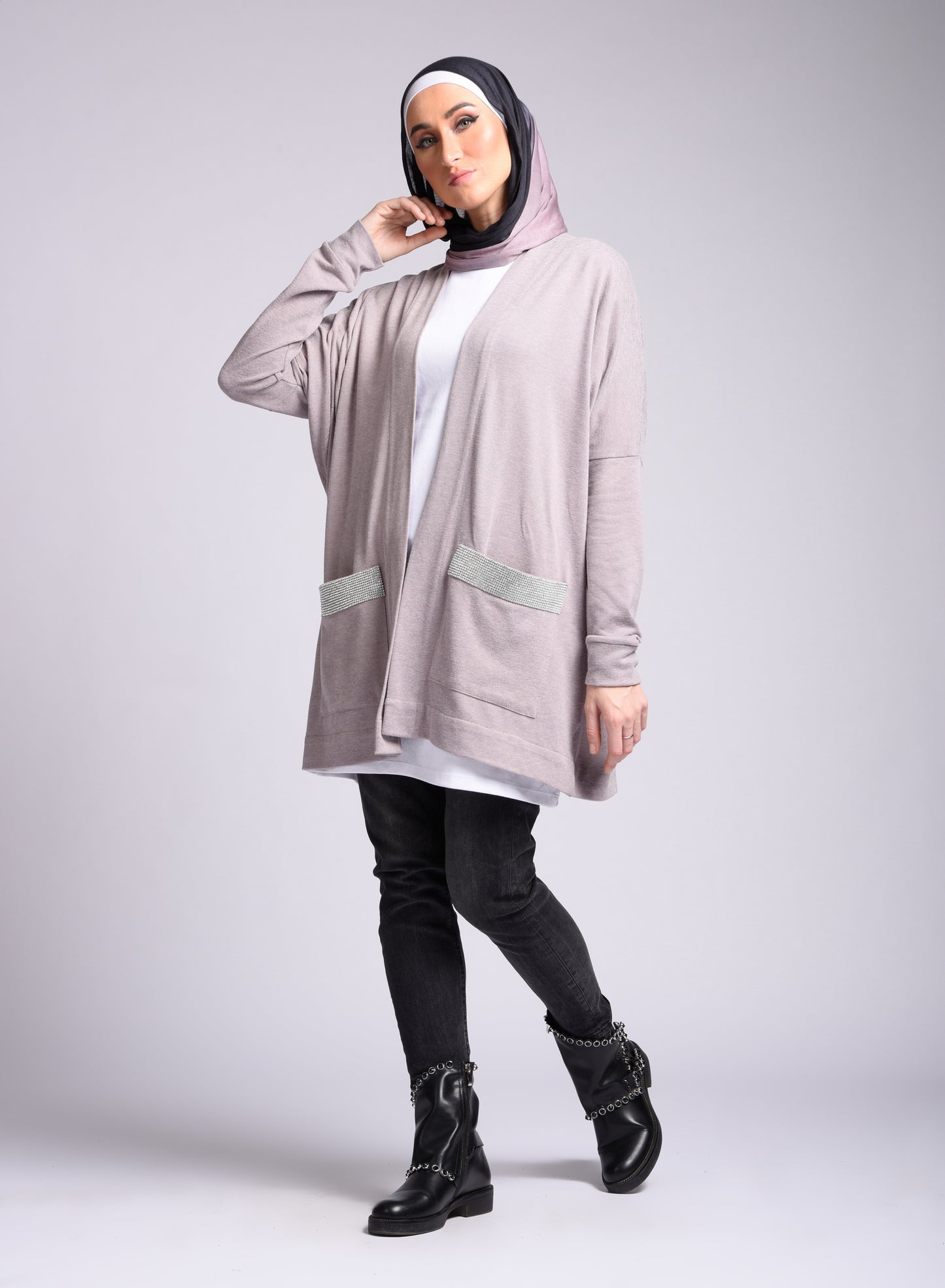 Long sleeve open pocket jacket