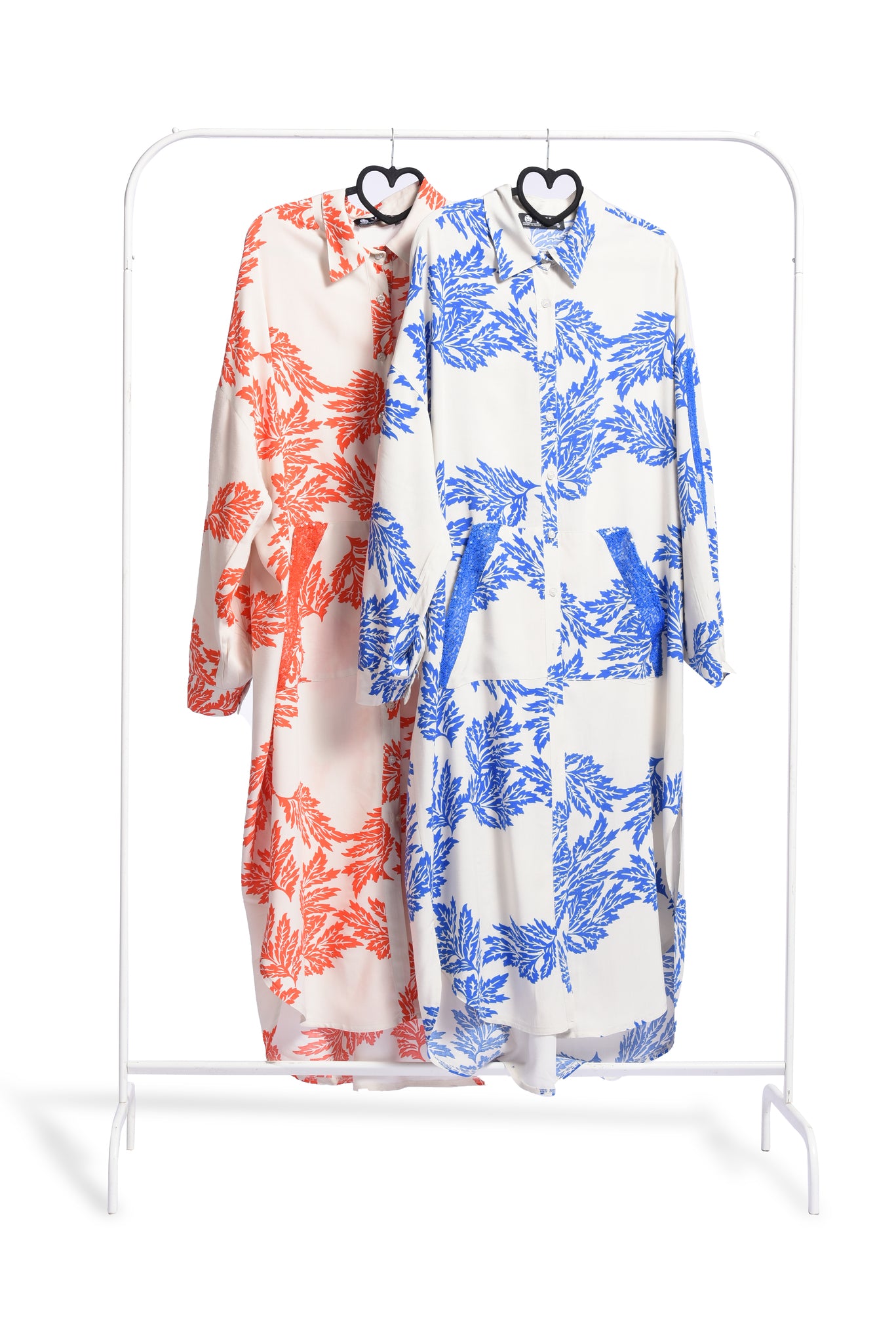 Blue printed midi dress with long sleeves