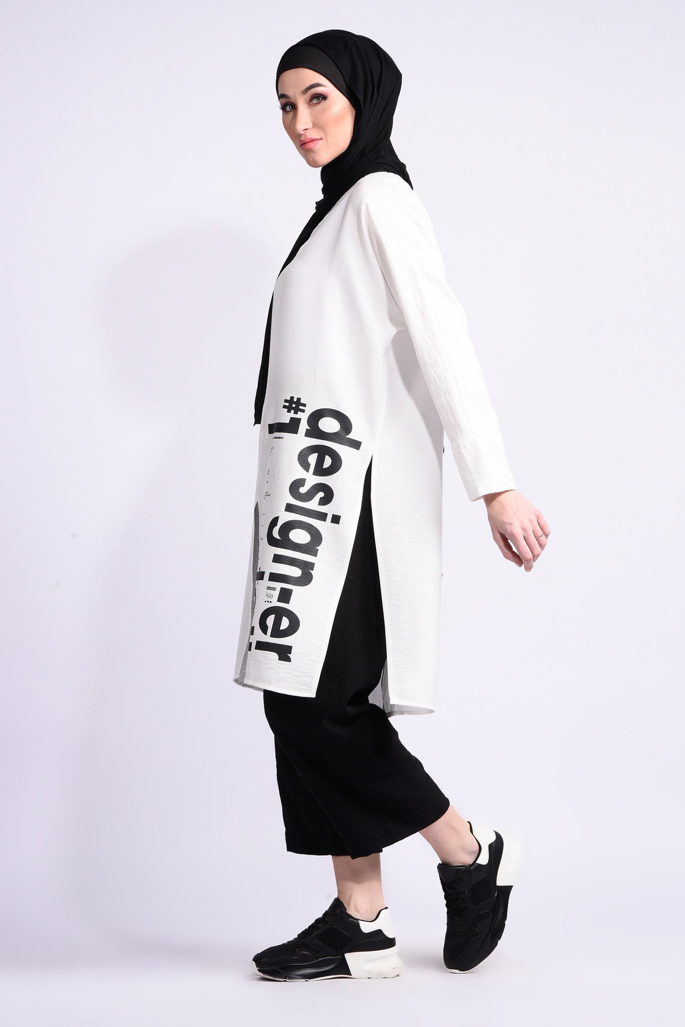 Long-sleeved white blouse