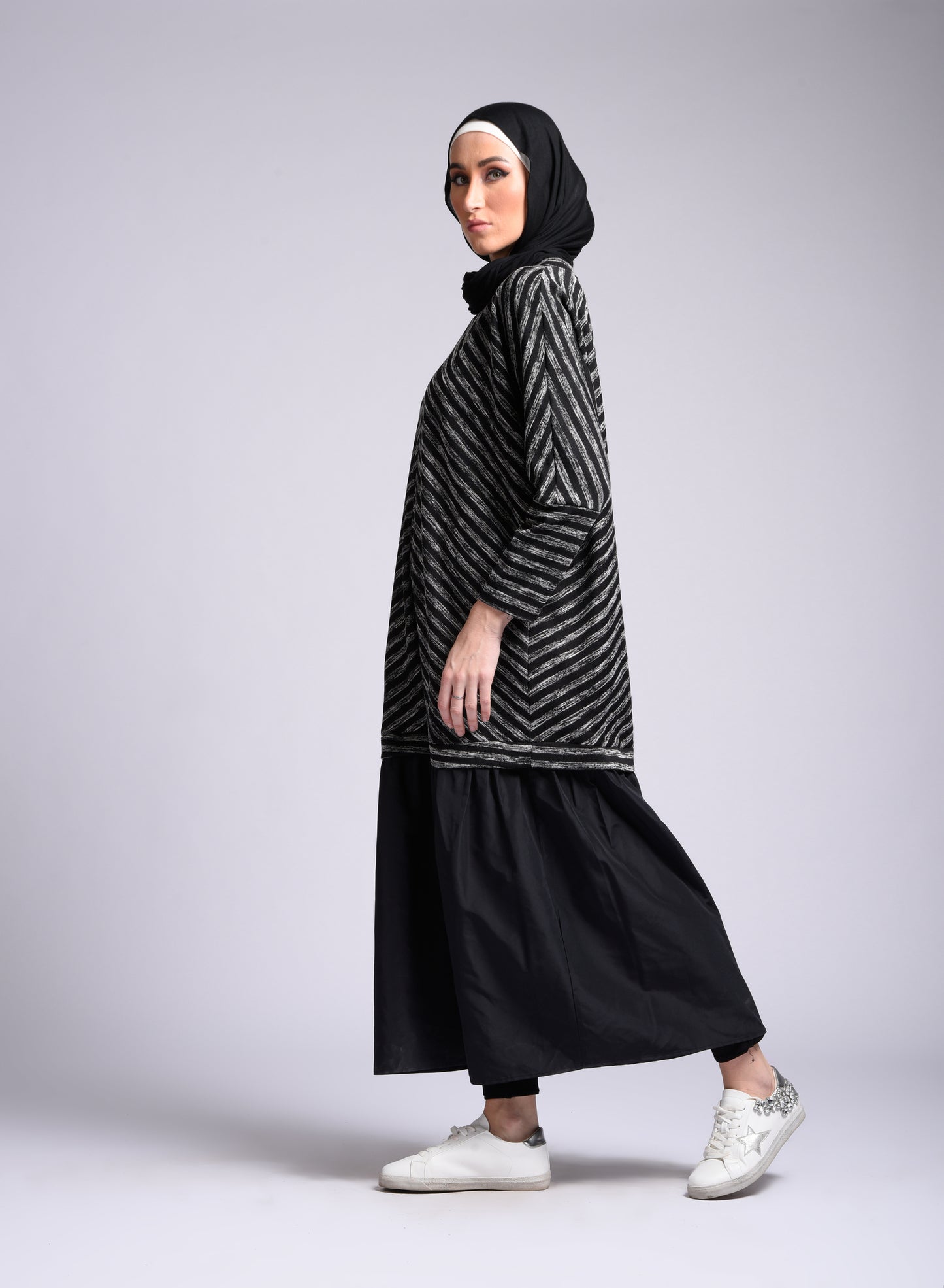 black Long sleeve long dress