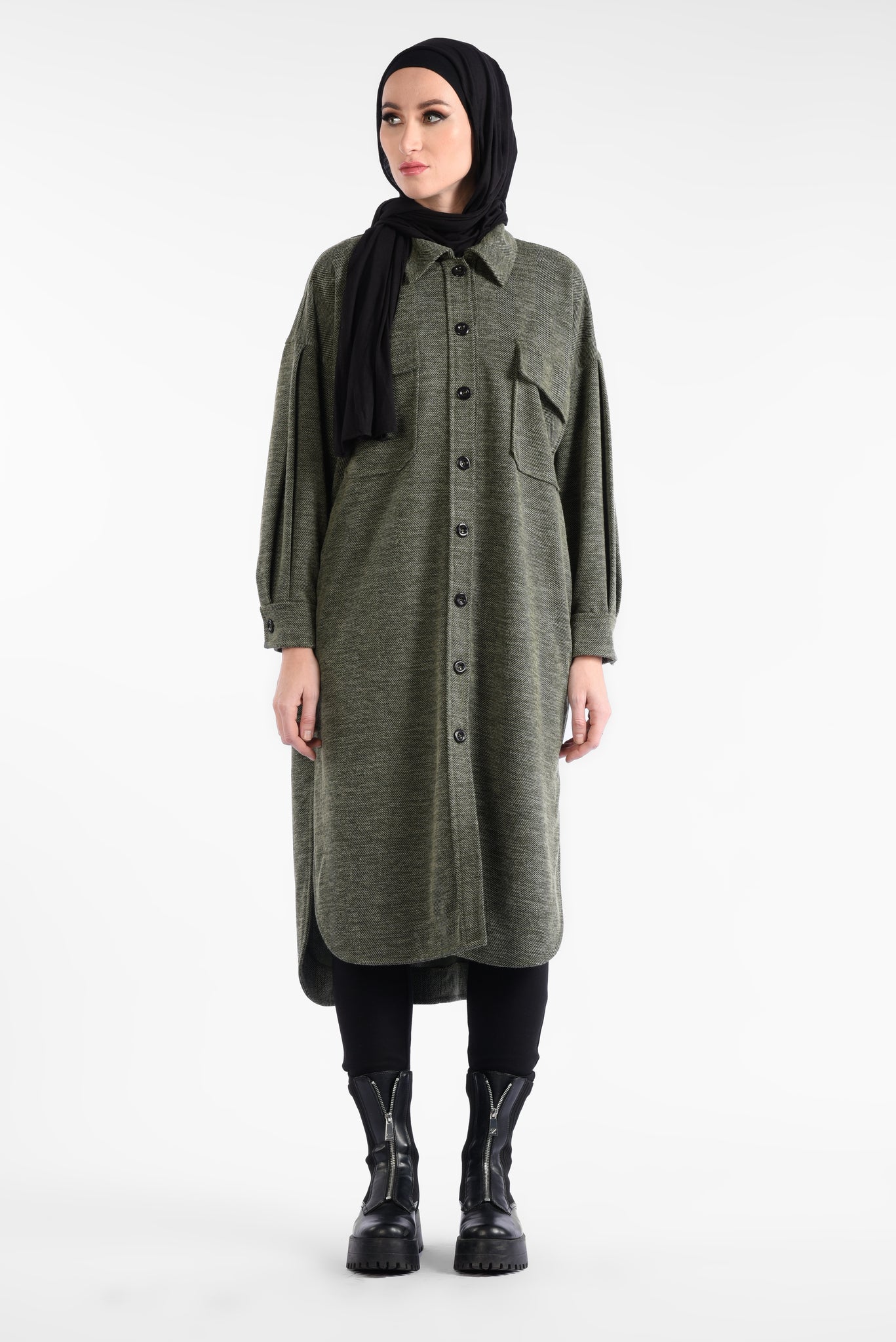 Ment Mid-lengthhooded dress with long sleeves