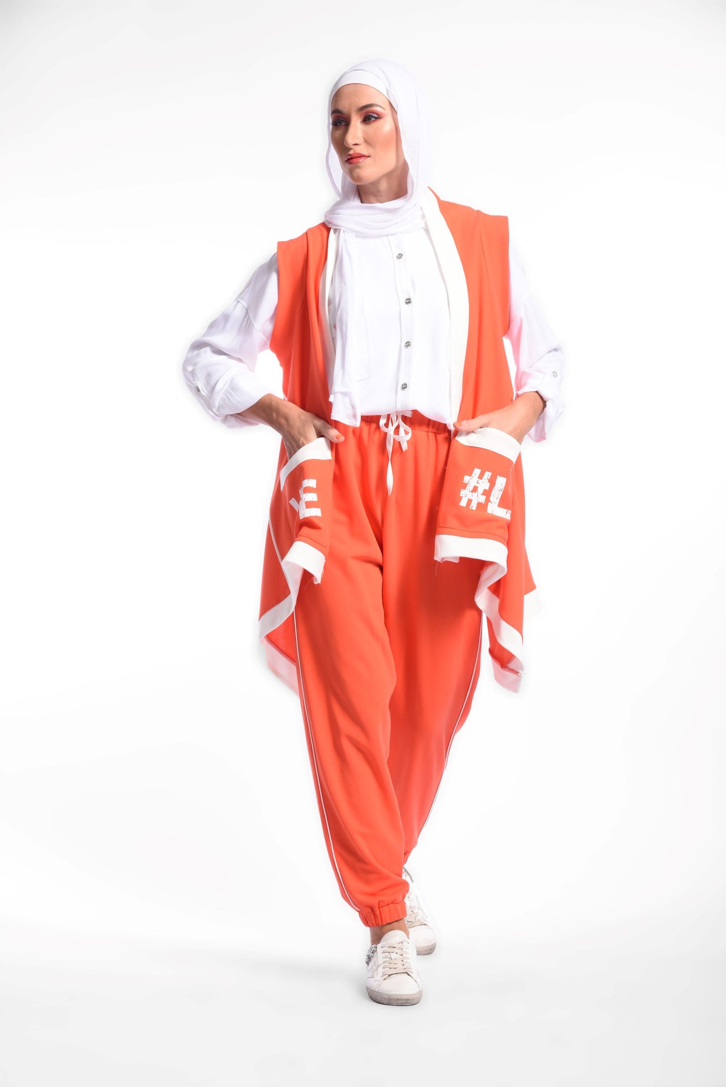 Orange Long Vest Sleeveless