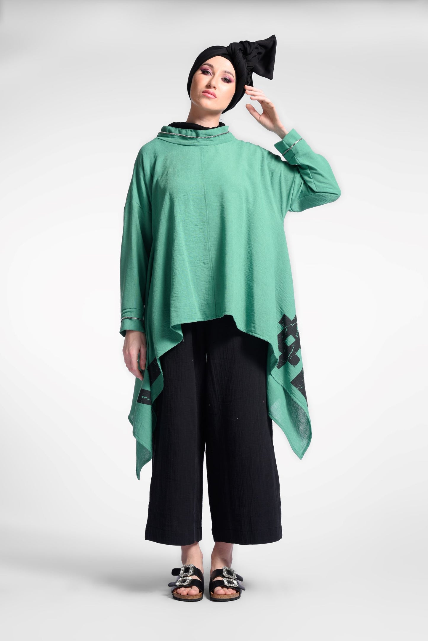 Green High Low Blouse