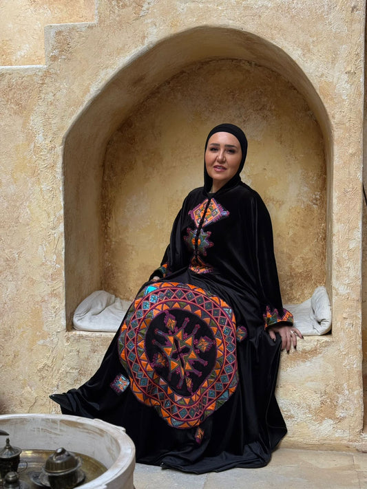 Golden Coin Chevron Velvet Abaya