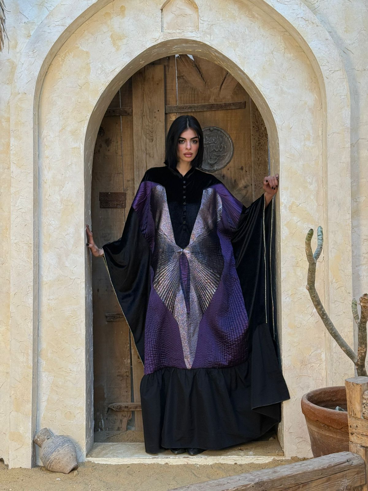 Royal Crimson Gold-Chevron Kaftan