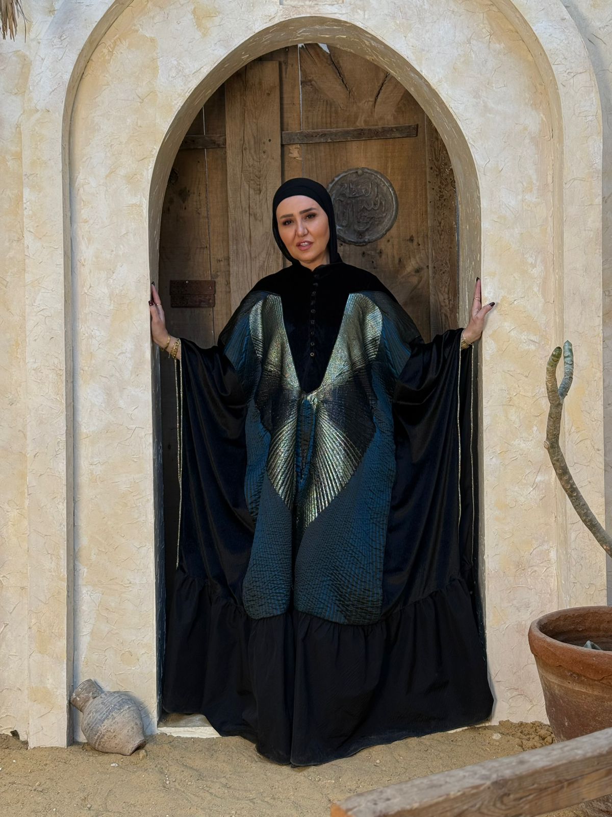 Royal Crimson Gold-Chevron Kaftan
