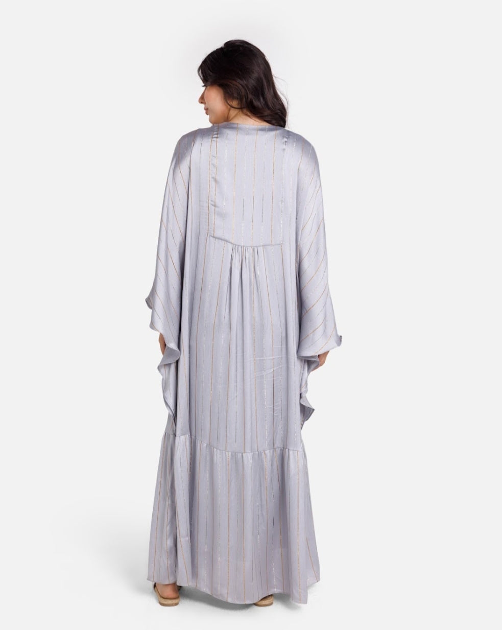 Ivory Kaftan Dress with Pink Details – Nour Kaftan (Graceful, soft, with a Ramadan/Eid feel)