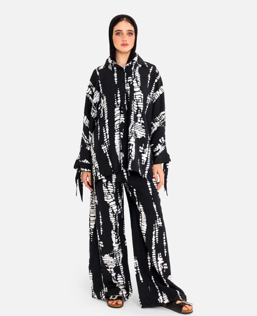 Beige,baby blue,blackAbstract Print Set – Dune Print Set (A playful twist on natural tones)
