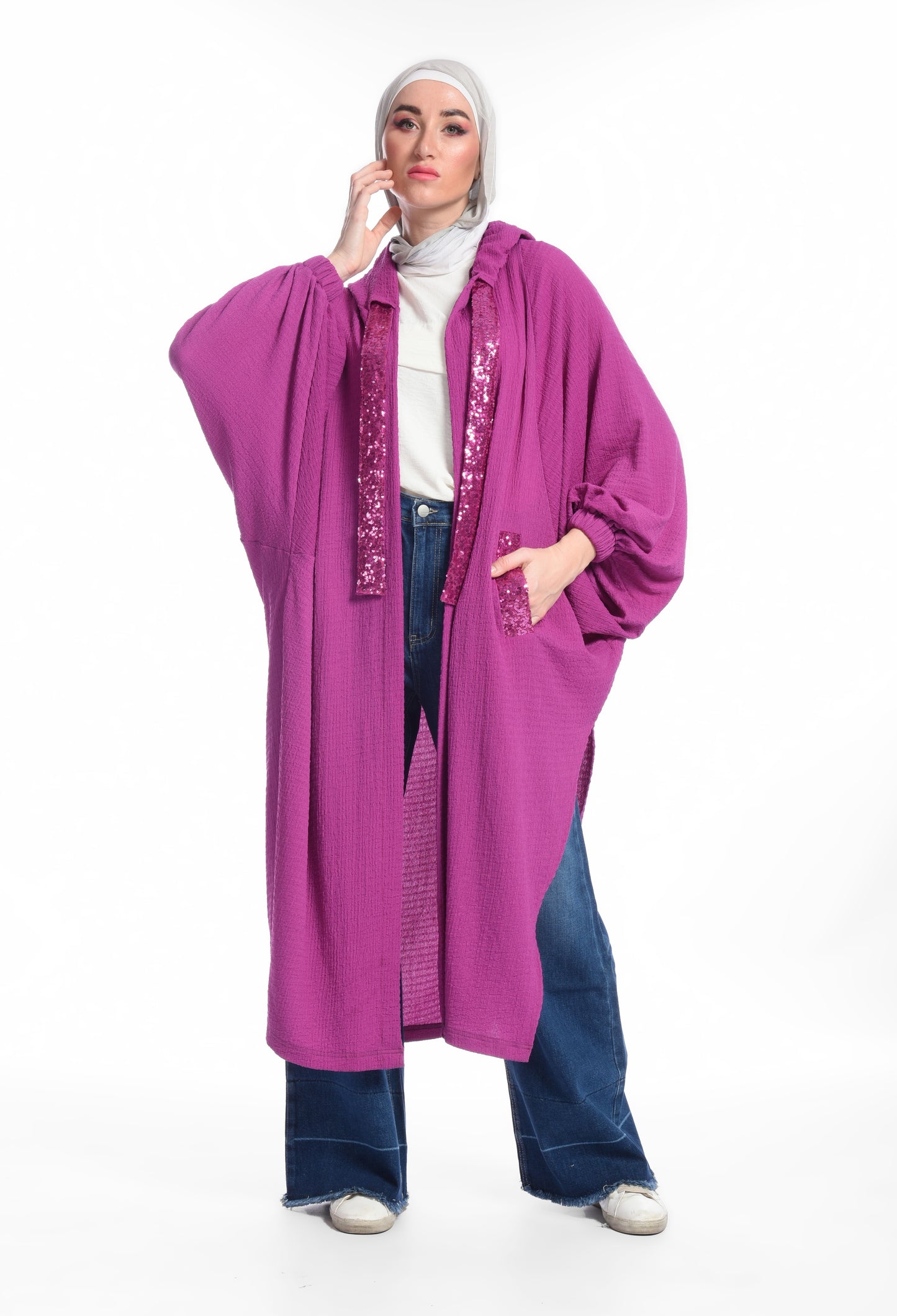 Violet sequined kimno