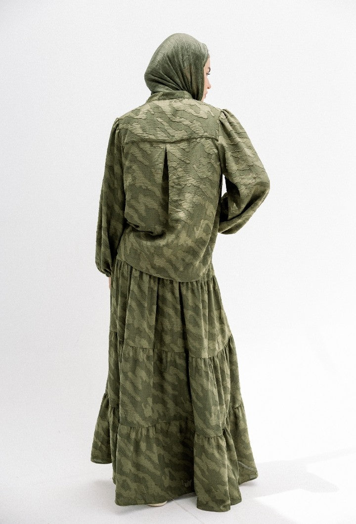 The Luxe Modesty Satin Set (Emphasizes premium fabric and modest cut)