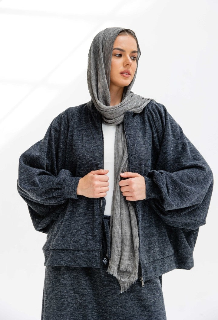 Charcoal kint Skirt Set