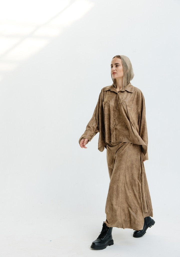 Burgundy Velvet Skirt Set