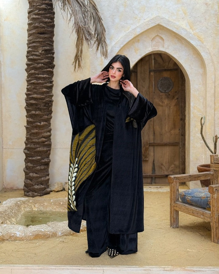 Medina Metallic black Velvet Kaftan