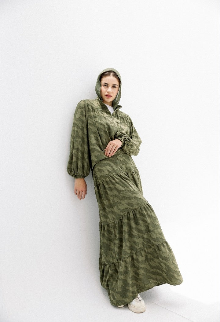 The Luxe Modesty Satin Set (Emphasizes premium fabric and modest cut)