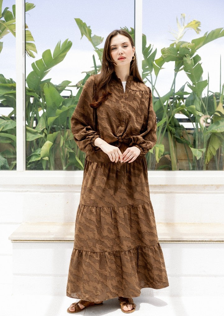 The Luxe Modesty Satin Set (Emphasizes premium fabric and modest cut)