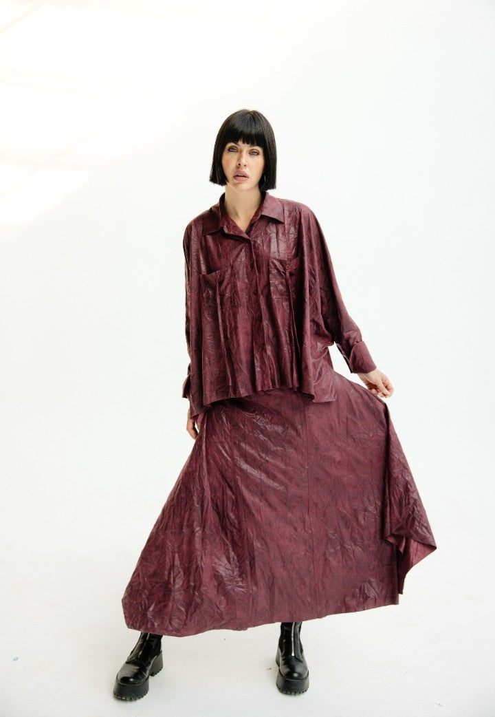 Burgundy Velvet Skirt Set