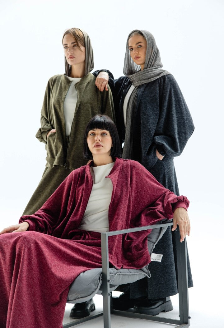 Charcoal kint Skirt Set