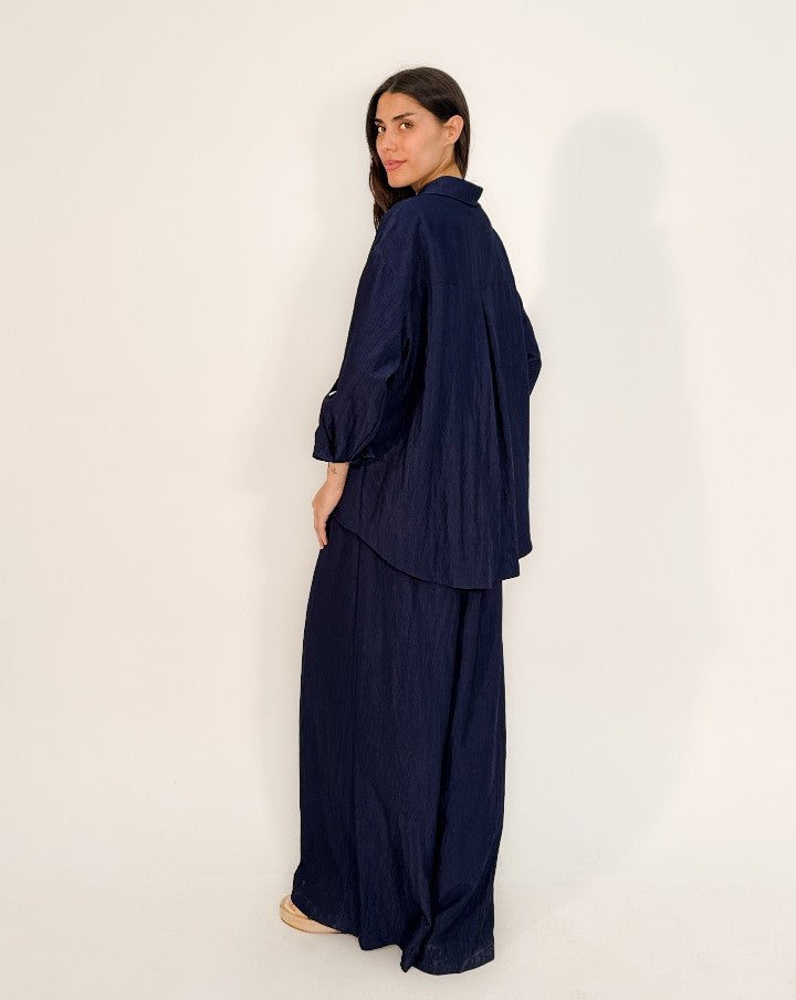 Lunar Textured Wide-Leg Set (Mysterious, sleek, and minimalist)
