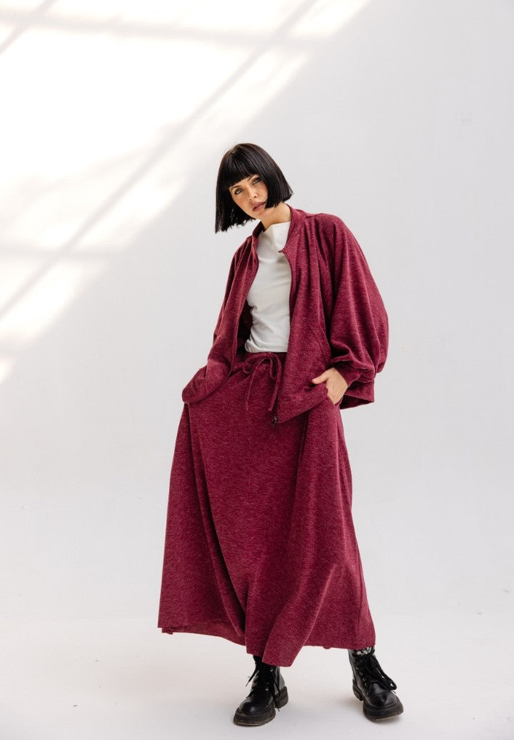 Charcoal kint Skirt Set