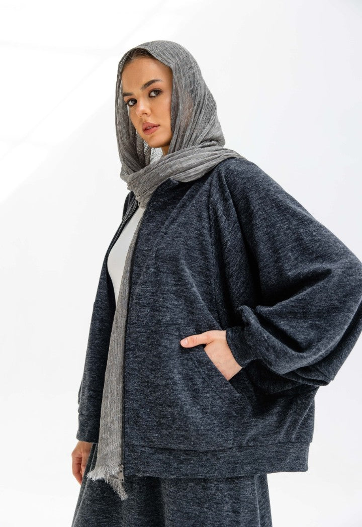 Charcoal kint Skirt Set