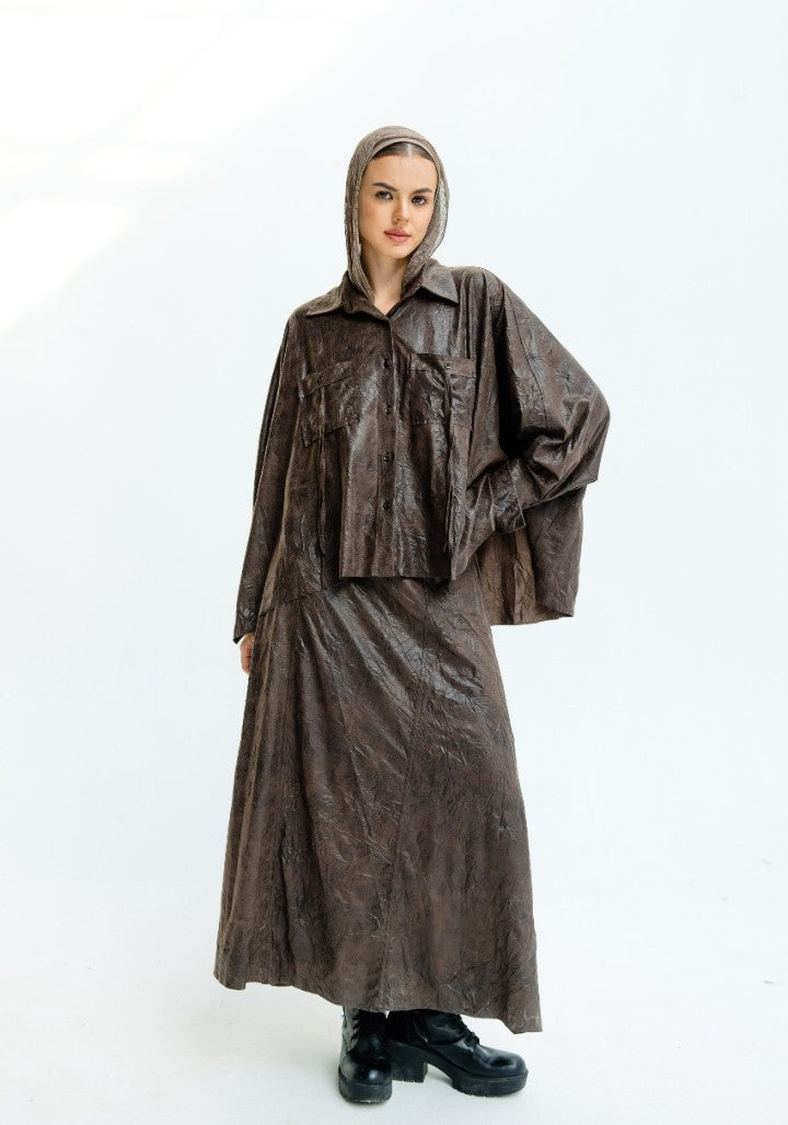 Burgundy Velvet Skirt Set