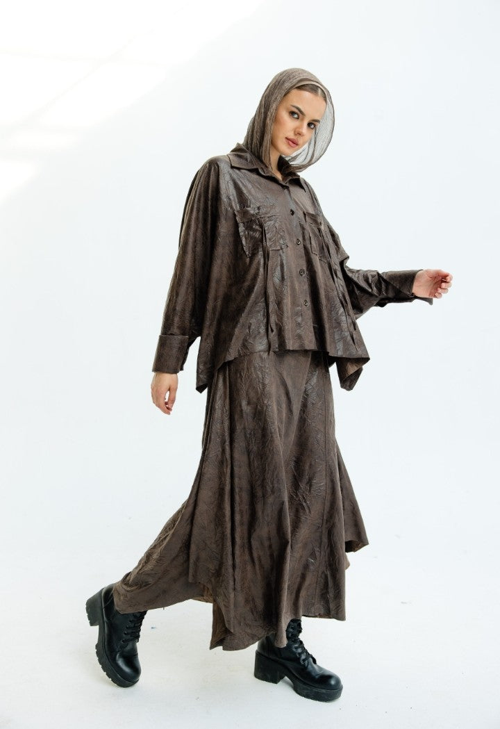 Burgundy Velvet Skirt Set