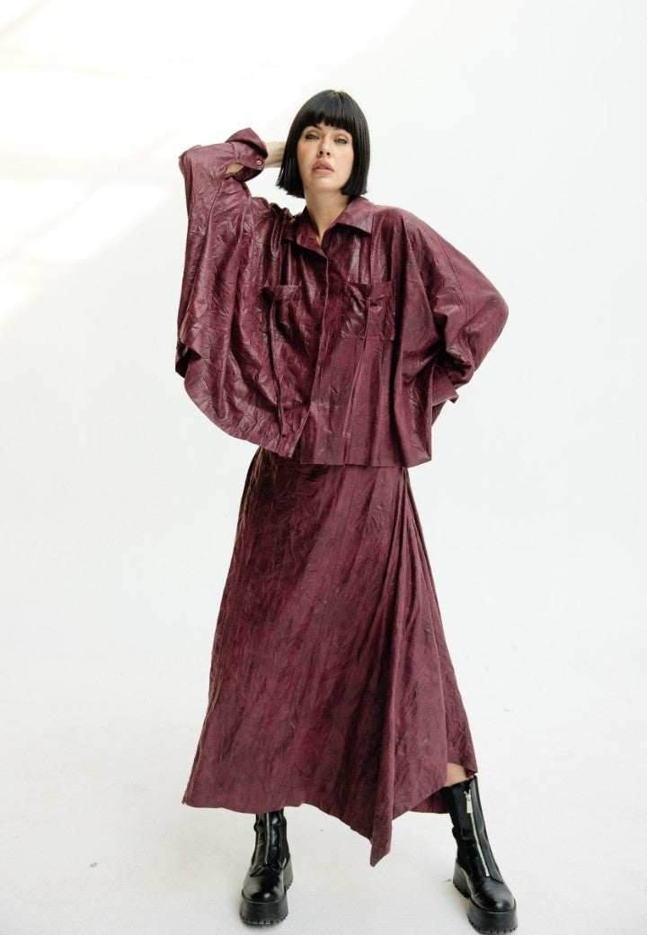 Burgundy Velvet Skirt Set