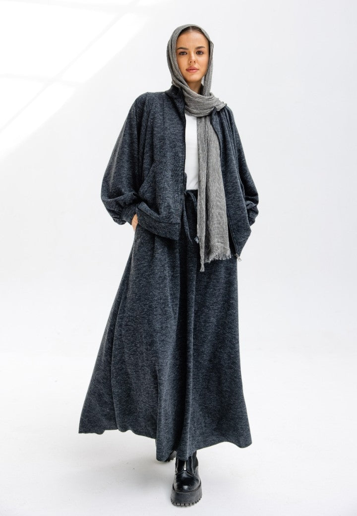 Charcoal kint Skirt Set