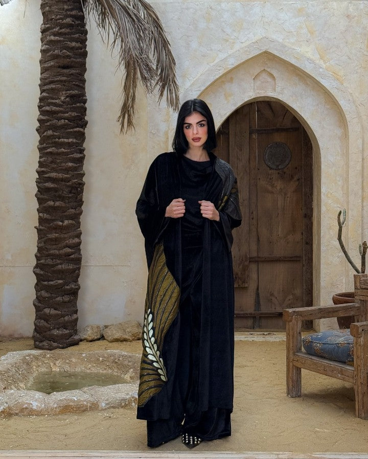Medina Metallic black Velvet Kaftan