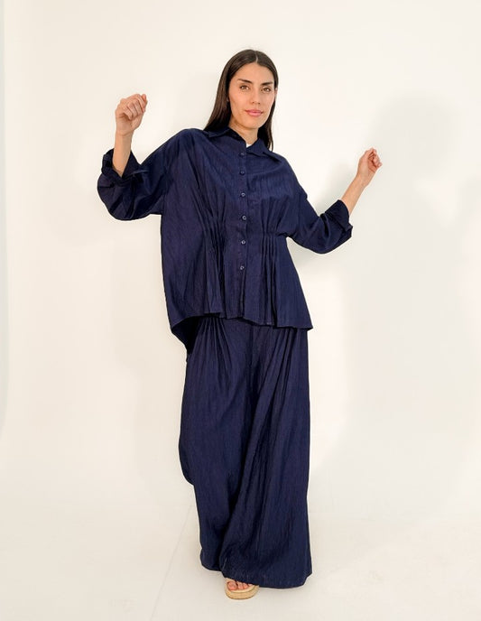 Lunar Textured Wide-Leg Set (Mysterious, sleek, and minimalist)