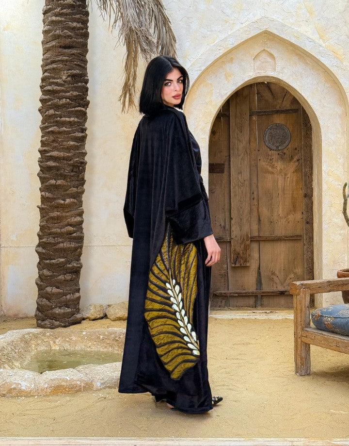 Medina Metallic black Velvet Kaftan