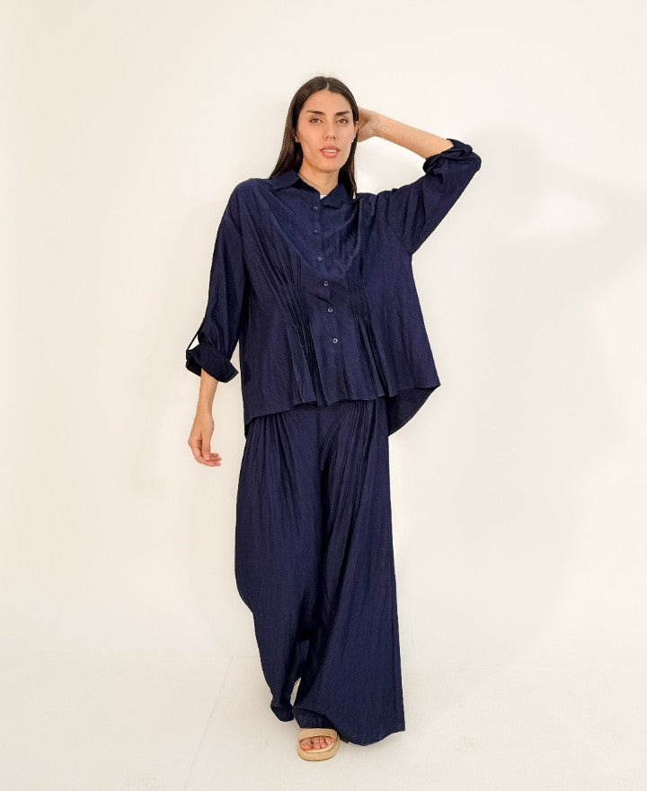 Lunar Textured Wide-Leg Set (Mysterious, sleek, and minimalist)