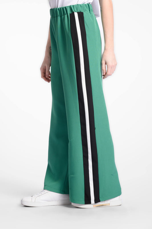 Green Colour Block Wide Leg Joggers