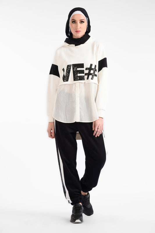 White Loose High Low Round Neck T-Shirt