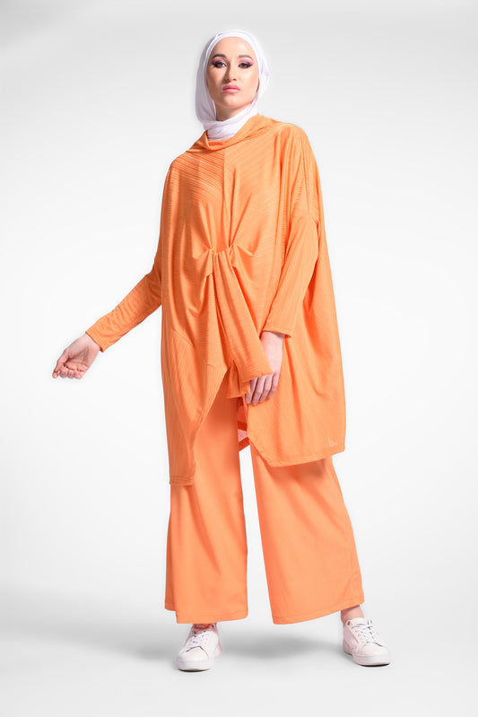 Orange round neck blouse