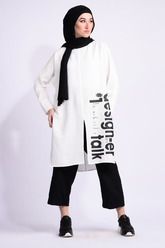 Long-sleeved white blouse