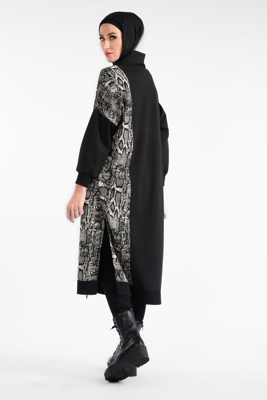 Round neck long sleeve midi dress