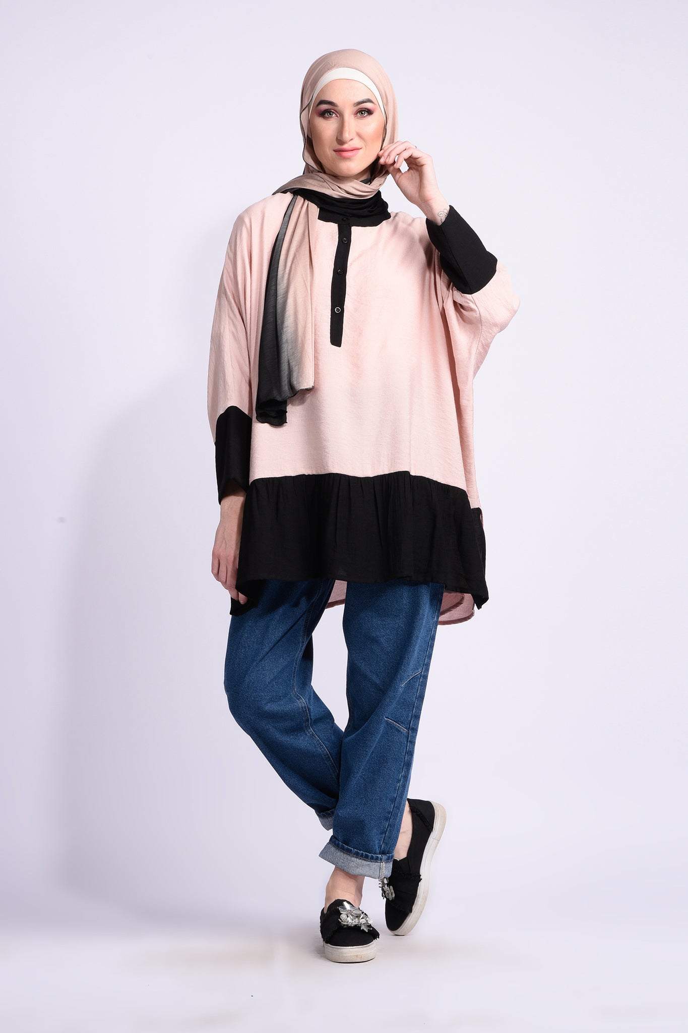 Rose Floral Button Blouse With Loose Sleeves